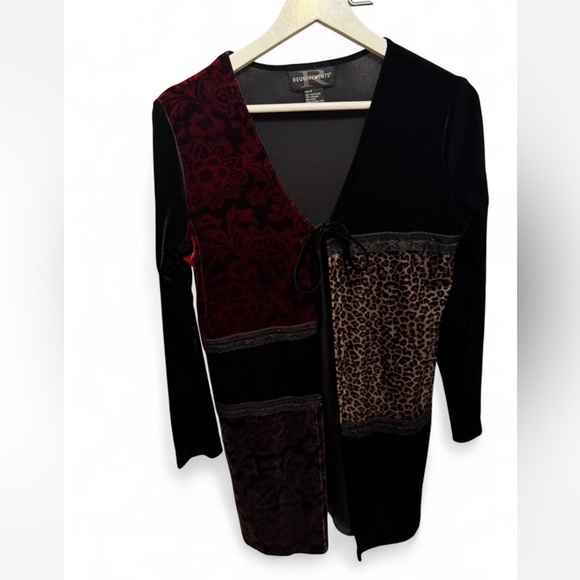 Requirements Black Patchwork tie front cardigan size small - Picture 1 of 5
